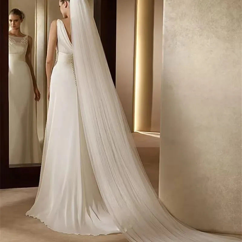 Elegant Cathedral Bridal Veil with Comb – 3 Meters