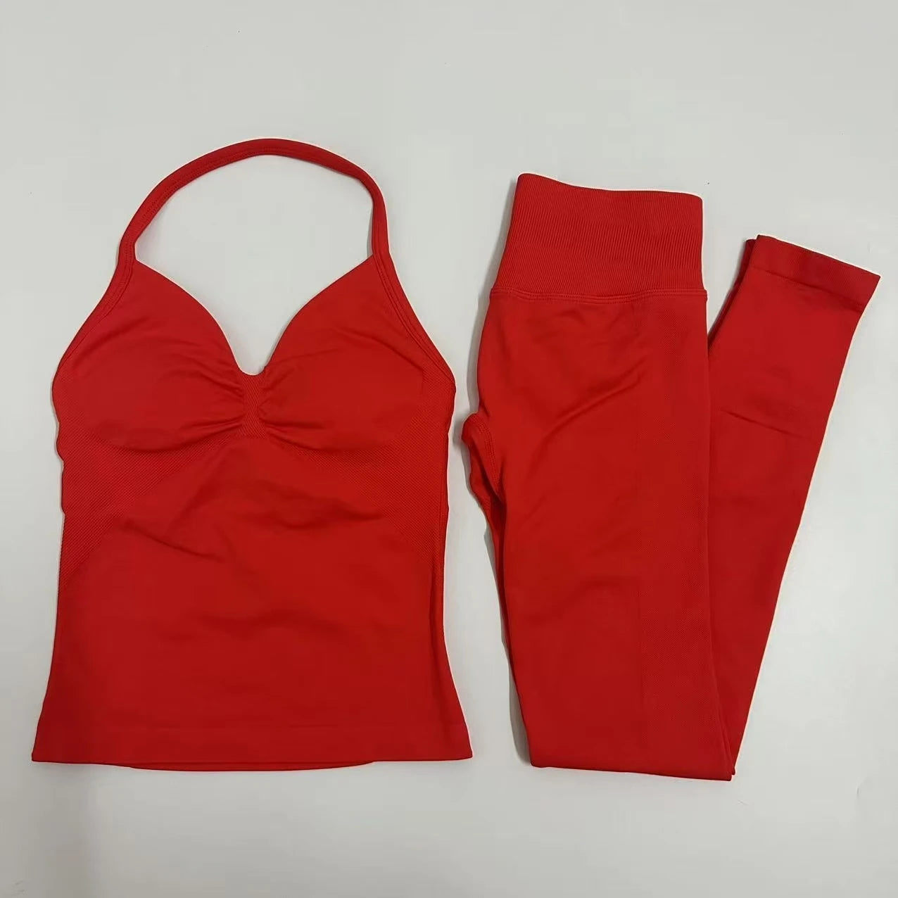 2-Piece Seamless Yoga Set – Backless Tank Top & High-Waist Scrunch Leggings