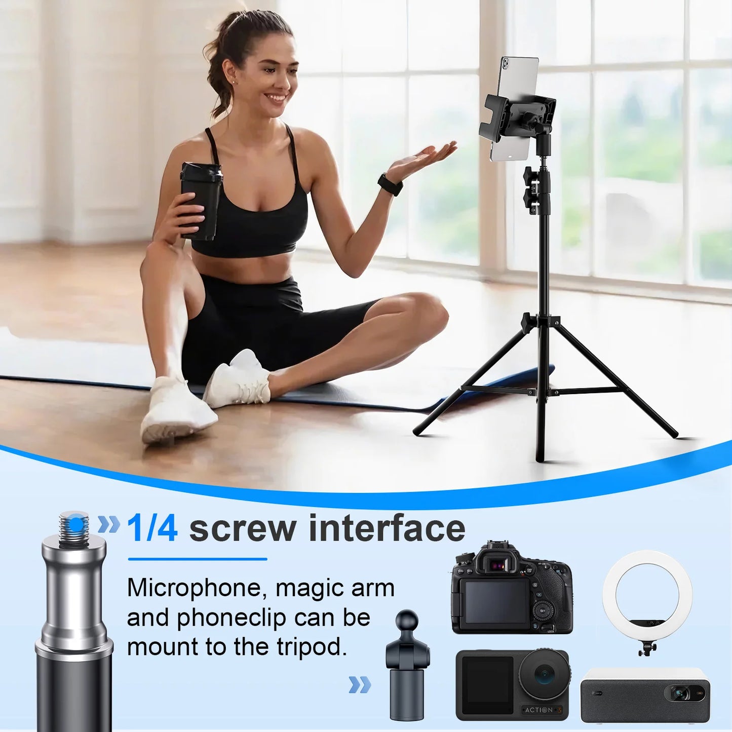 Adjustable Tripod Floor Tablet Stand