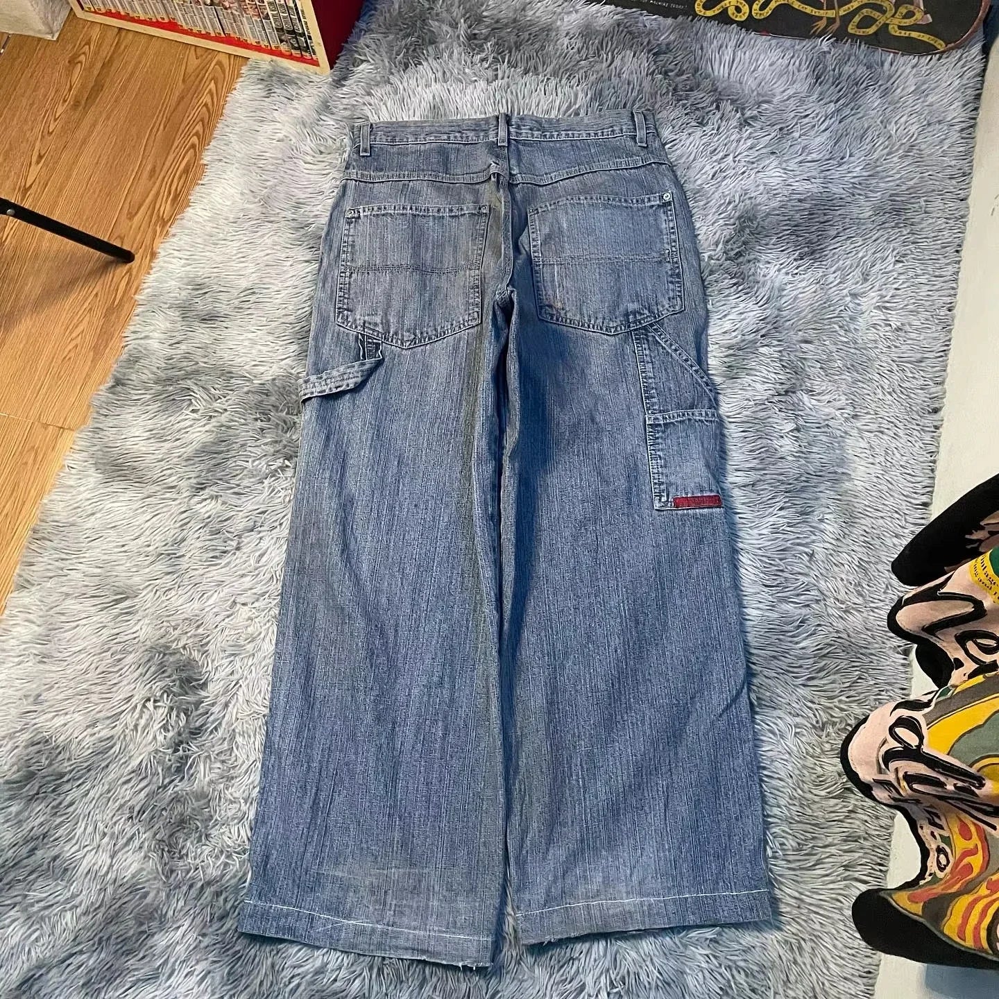 Y2K Embroidered Baggy Jeans – Unisex Vintage Streetwear with Harajuku Hip Hop Vibes