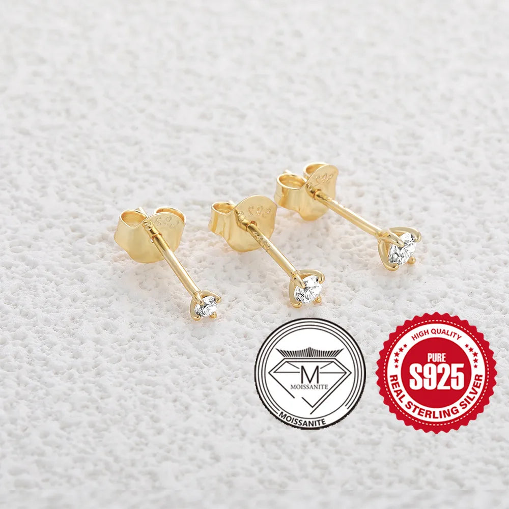0.5–1.2 Carat D Color Moissanite Ear Stud Earrings for Women