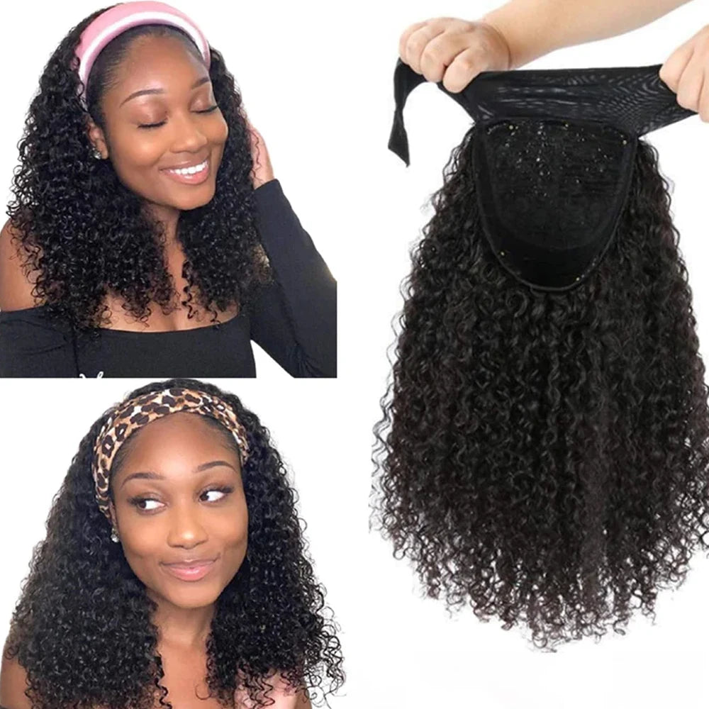 Kinky Curly Headband Wig
