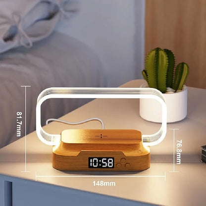 Acrylic Wireless Charging Stand with Night Light & Digital Clock
