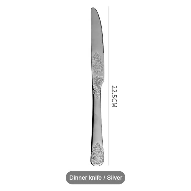 Gold Cutlery Set Stainless Steel Fork Spoons Knife Tableware Kit