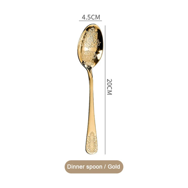 Gold Cutlery Set Stainless Steel Fork Spoons Knife Tableware Kit