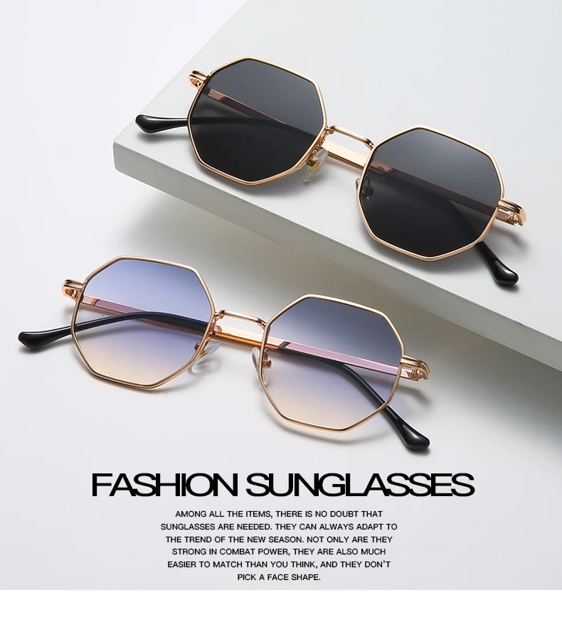 Vintage Polygon Metal Sunglasses