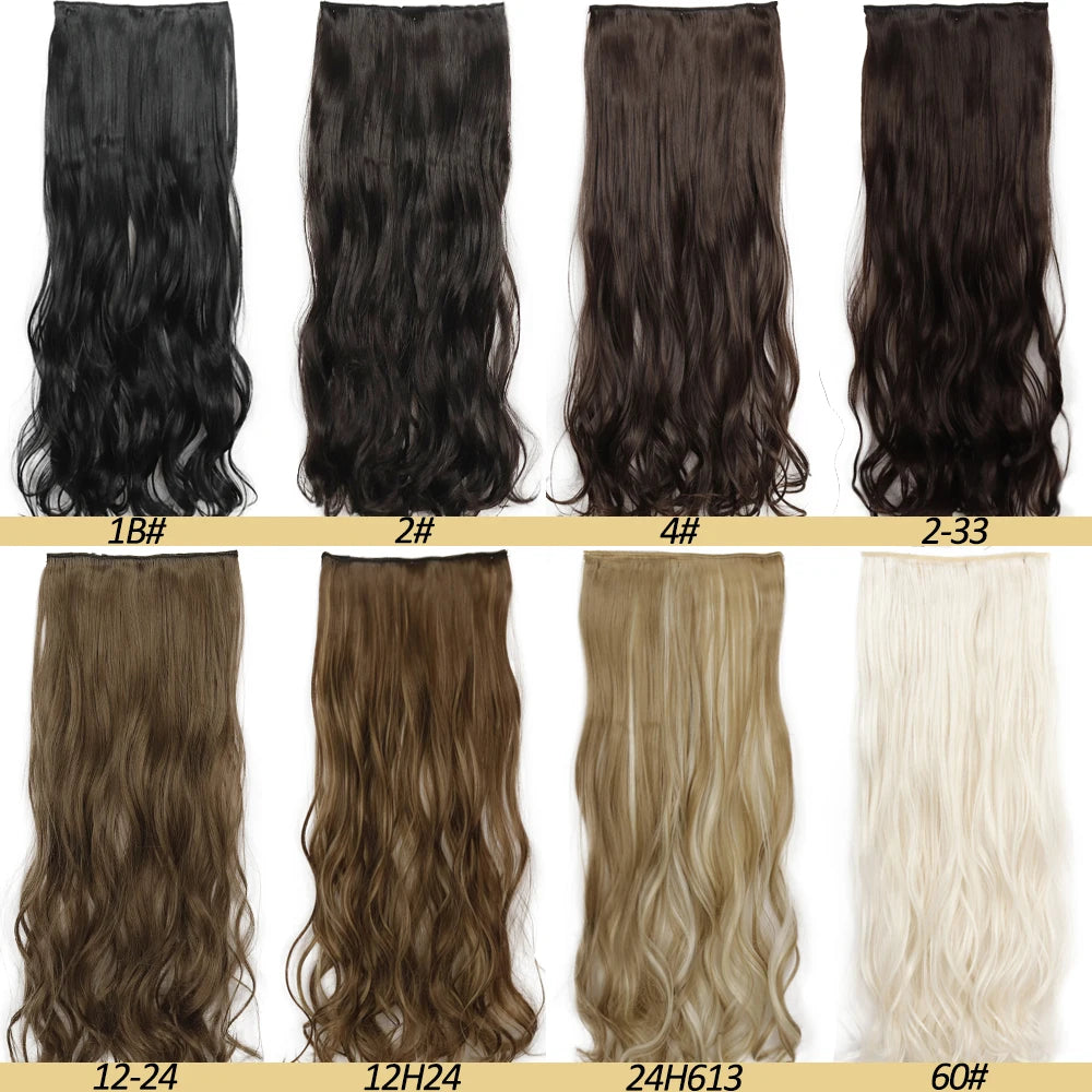 NICESY Synthetic Long Wavy Clip-On Hair Extensions