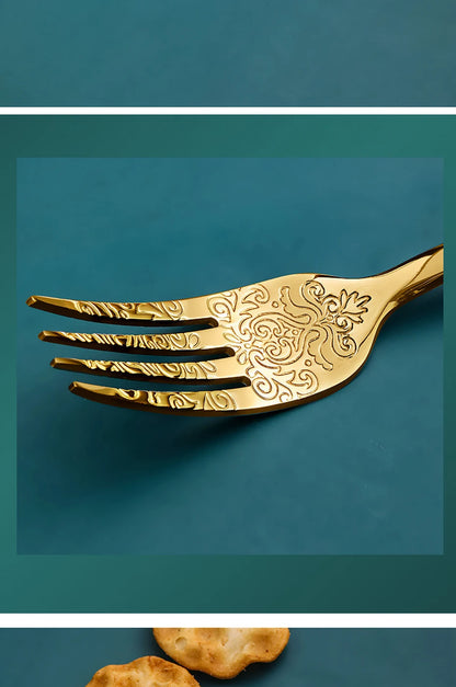 Gold Cutlery Set Stainless Steel Fork Spoons Knife Tableware Kit