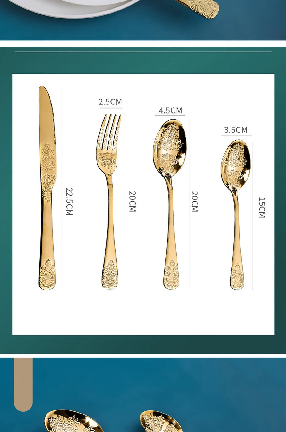 Gold Cutlery Set Stainless Steel Fork Spoons Knife Tableware Kit