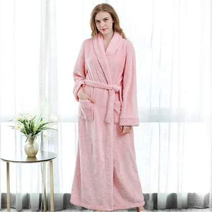 Unisex Warm Dobby Coral Fleece Bathrobe