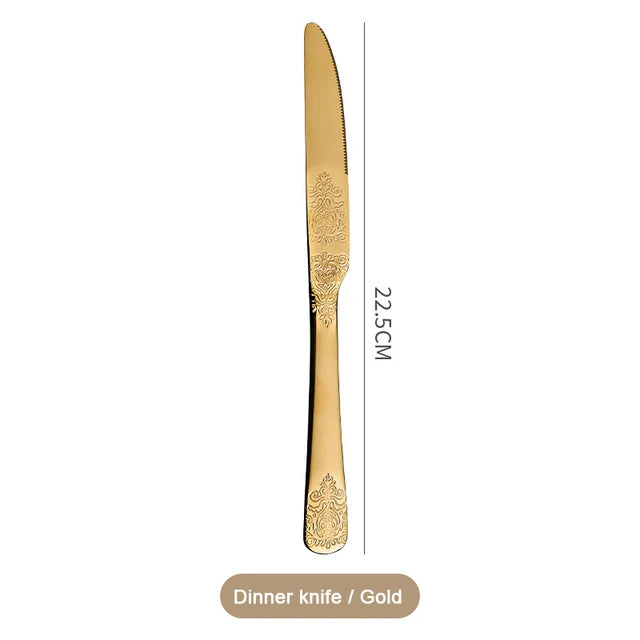 Gold Cutlery Set Stainless Steel Fork Spoons Knife Tableware Kit