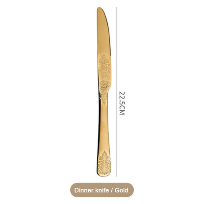 Gold Cutlery Set Stainless Steel Fork Spoons Knife Tableware Kit