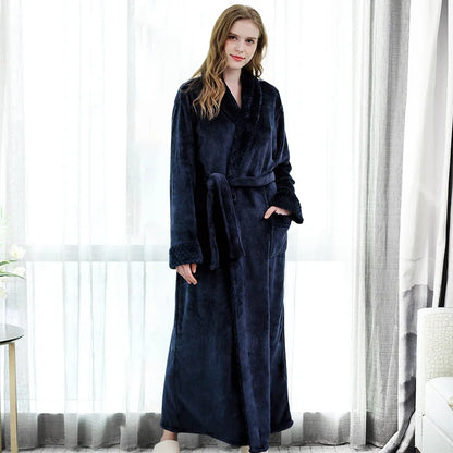 Unisex Warm Dobby Coral Fleece Bathrobe