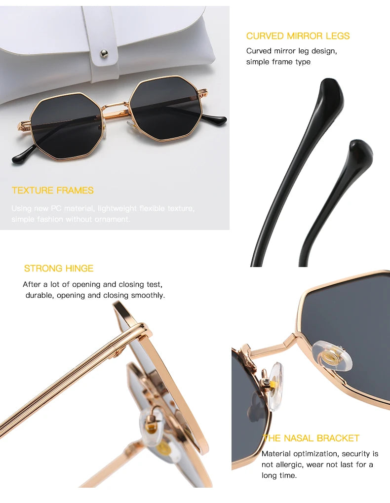 Vintage Polygon Metal Sunglasses