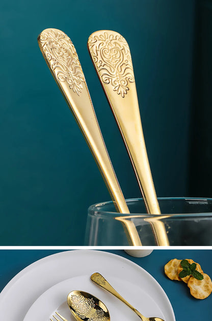 Gold Cutlery Set Stainless Steel Fork Spoons Knife Tableware Kit