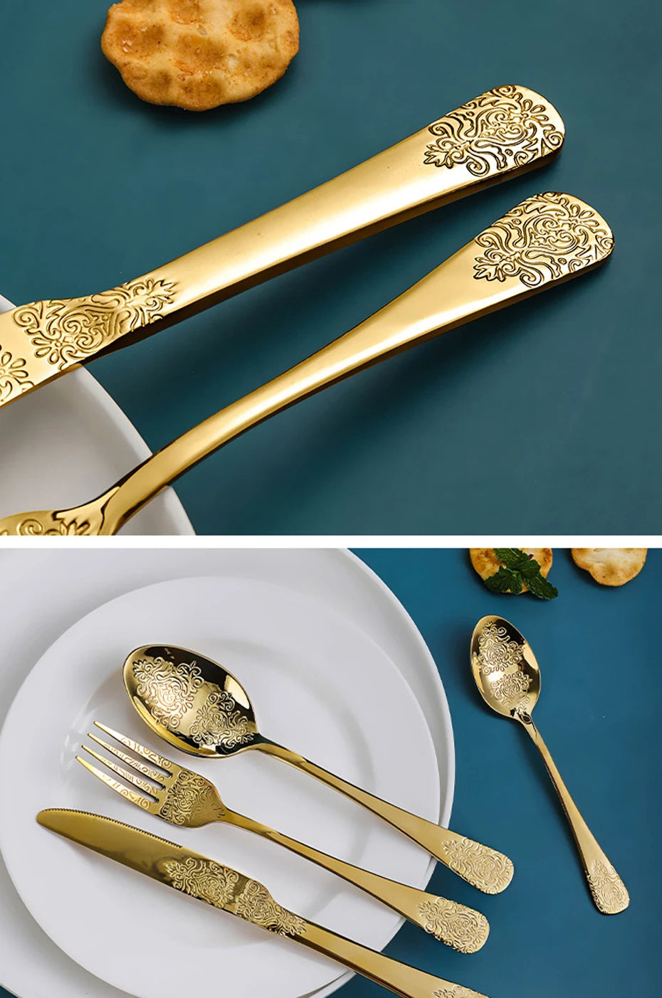 Gold Cutlery Set Stainless Steel Fork Spoons Knife Tableware Kit