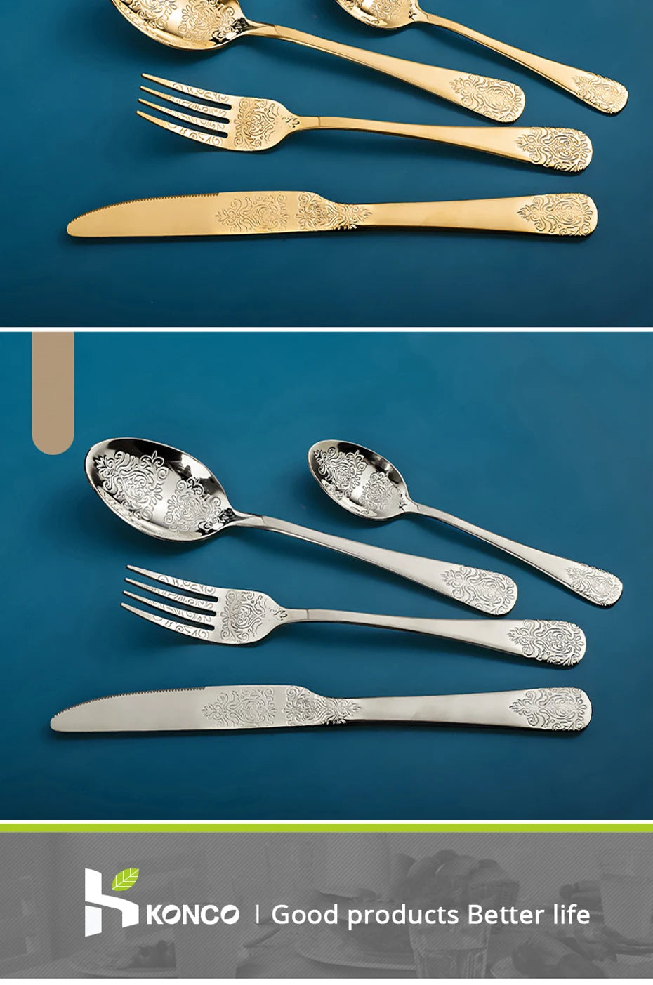 Gold Cutlery Set Stainless Steel Fork Spoons Knife Tableware Kit