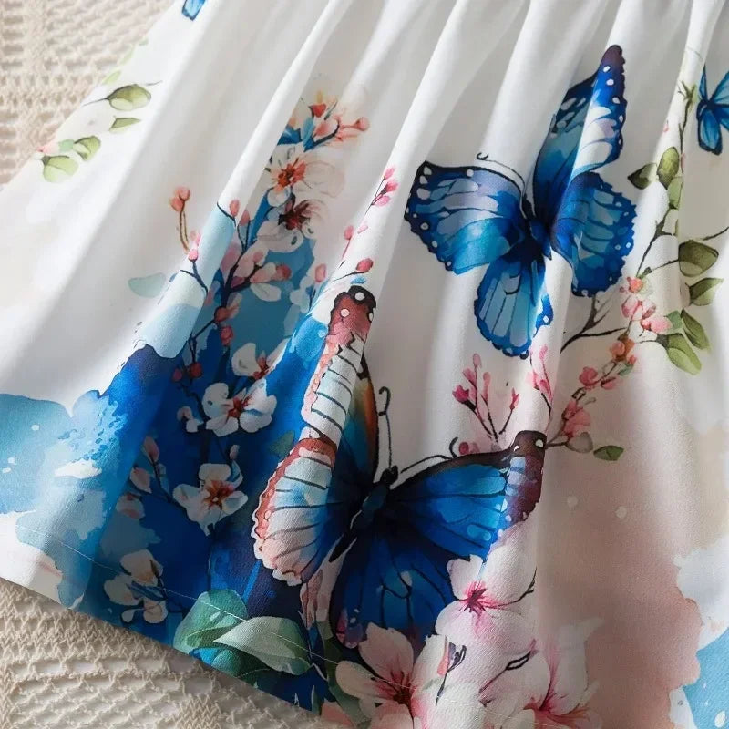 Flower Girls Butterfly Print Dress