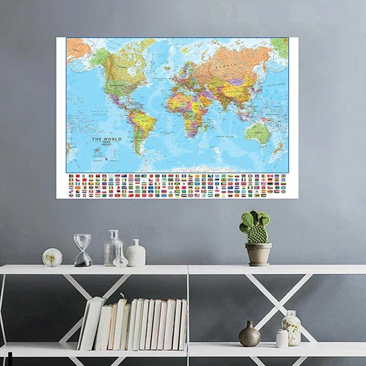 150x100cm World Map Wall Art Poster