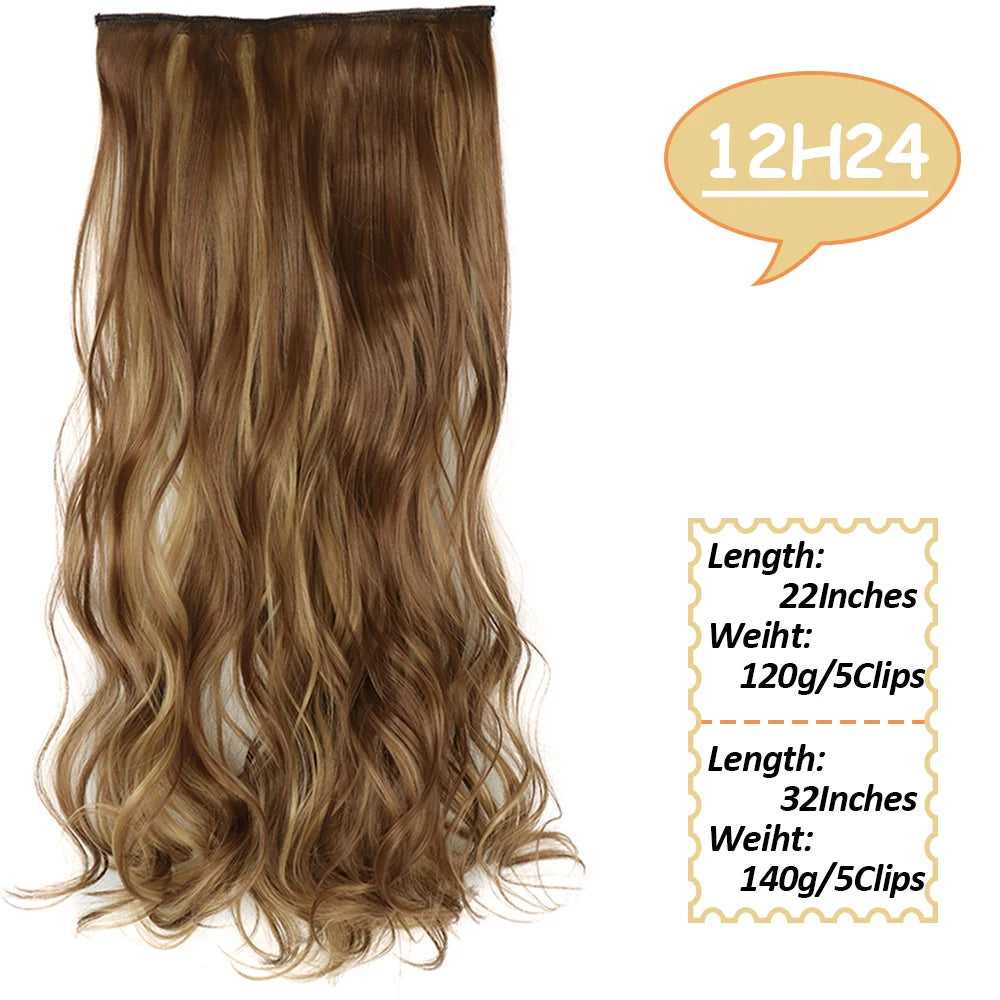 NICESY Synthetic Long Wavy Clip-On Hair Extensions