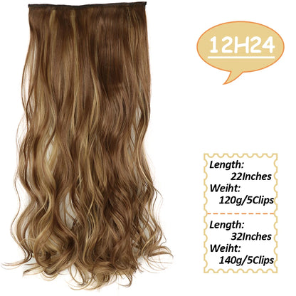 NICESY Synthetic Long Wavy Clip-On Hair Extensions