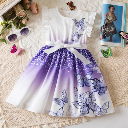 Flower Girls Butterfly Print Dress
