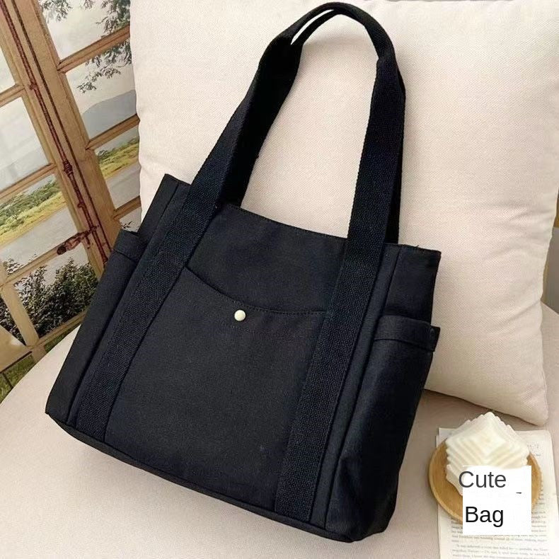 Large Capacity Canvas Solid Letter Tote Bag