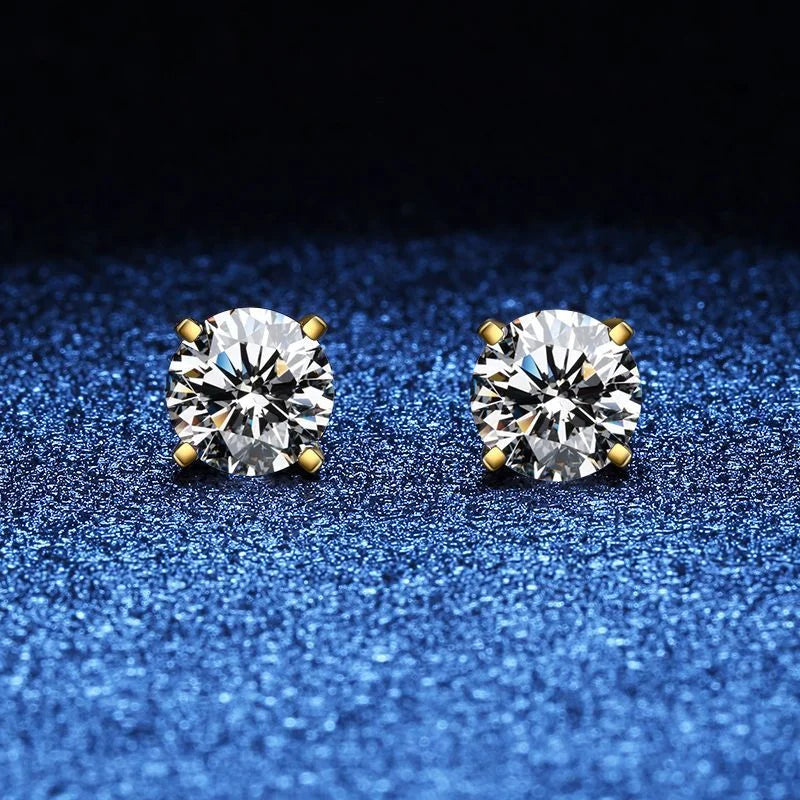 0.25–1.2 Carat D Color Moissanite Stud Earrings for Women