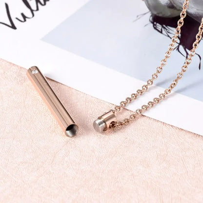 Stainless Steel Pet Memorial Cylinder Pendant