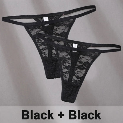 2PCS Sexy Lace G-String Panties