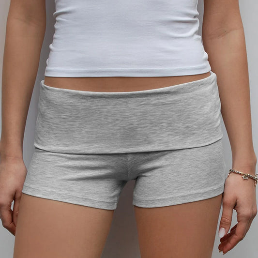 Summer Slim Yoga Shorts – Women’s Casual Fold-Over Lounge Shorts