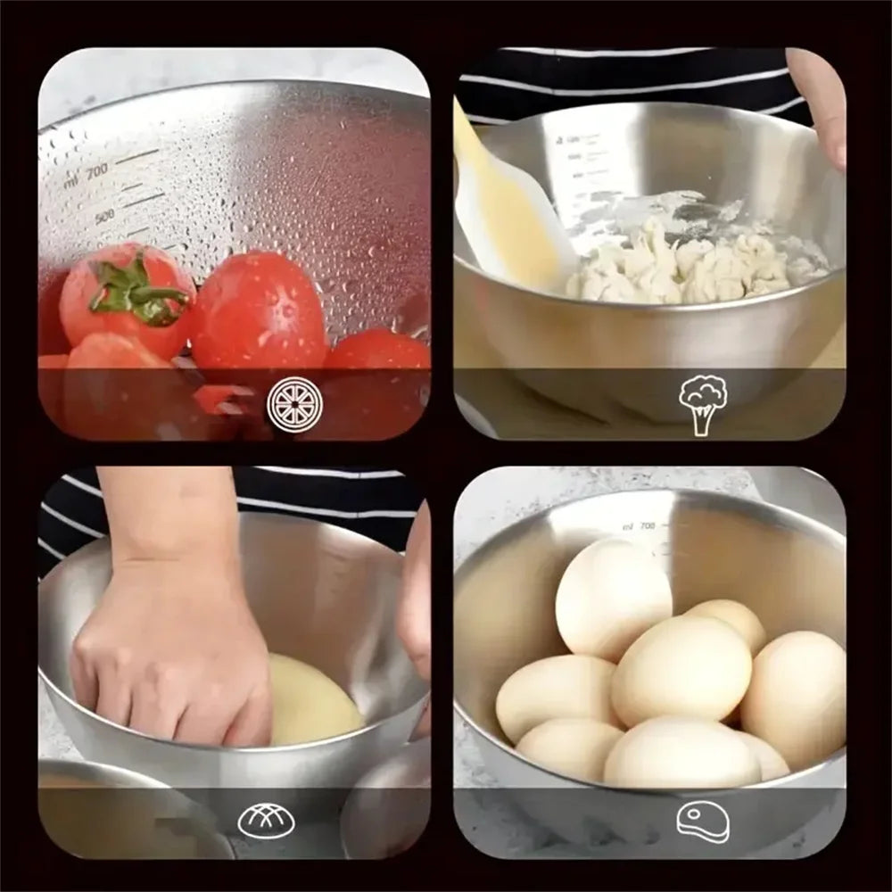 Large Capacity Bowls with Measurement Scale for Cooking, Baking & Food Storage