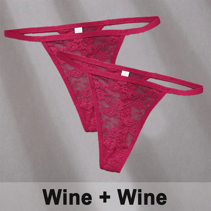2PCS Sexy Lace G-String Panties