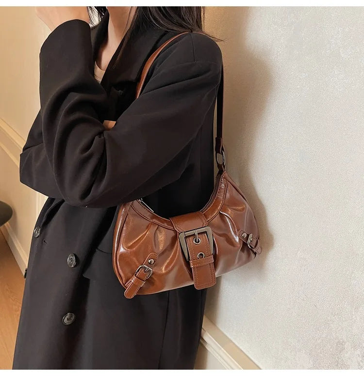 Y2K Retro Pleated Hobo Shoulder Bag for Women