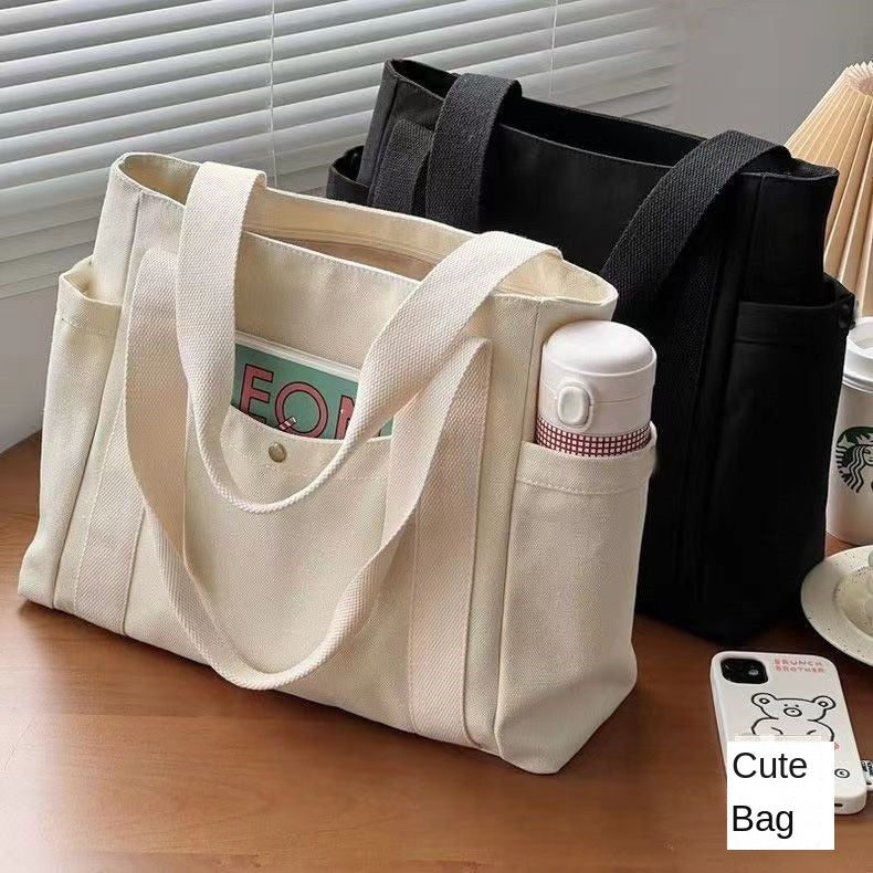 Large Capacity Canvas Solid Letter Tote Bag