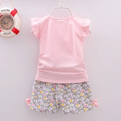 Baby Girl Summer Clothing Set – Lollipop Print T-Shirt & Shorts (Toddler Girls, Infant 1–5Y)