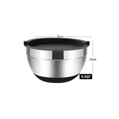 6-Piece Stainless Steel Mixing Bowls with Lids & Non-Slip Bases