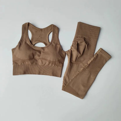 Women’s Seamless Fitness Set – Sports Bra & High-Waist Leggings