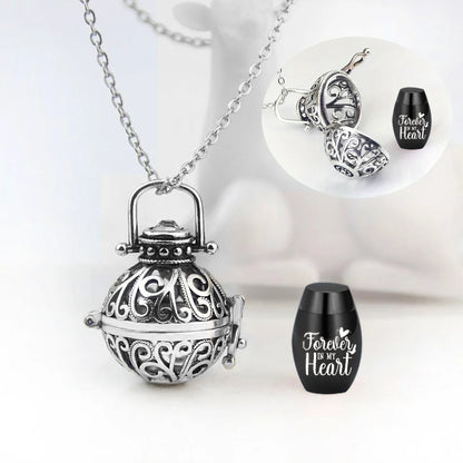 Vintage Hollow Flower Cremation Jewelry Necklace