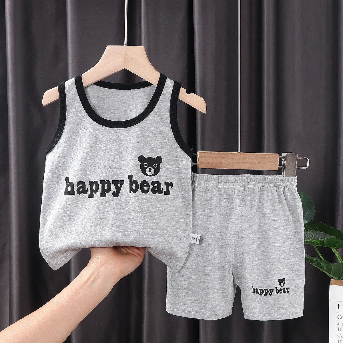 2PCS Baby & Kids Summer Outfit – Cotton Sleeveless T-Shirt + Shorts Set for Boys & Girls