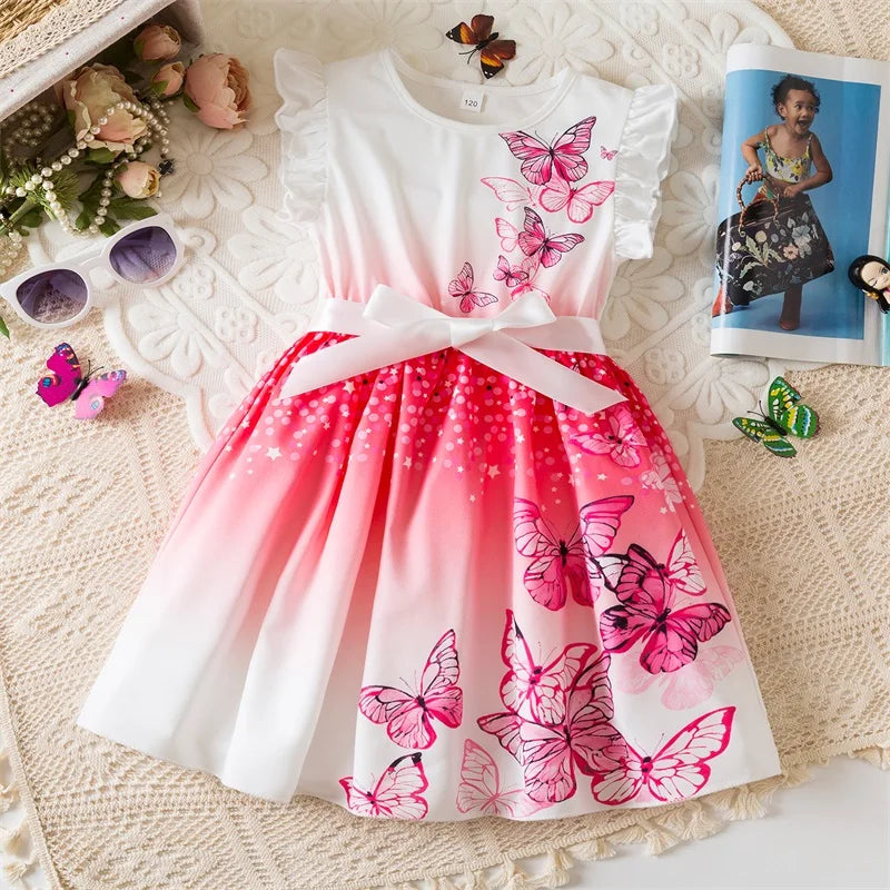 Flower Girls Butterfly Print Dress