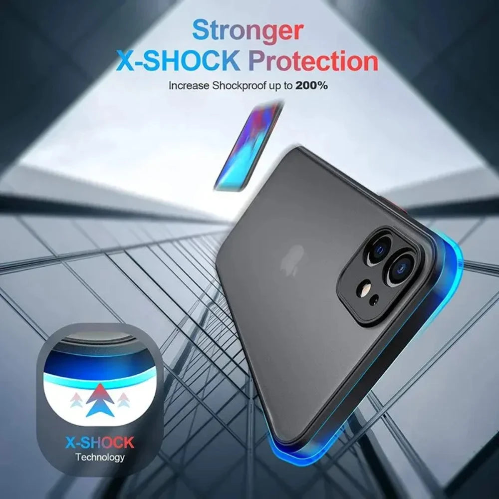 Shockproof Armor Matte Case for iPhone 16 / 15 / 14 Plus / 13 / 12 / 11 Pro Max