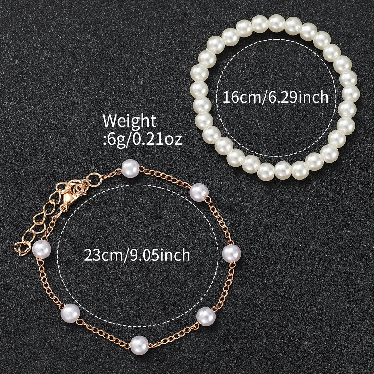 3pcs/set Fashion Women Leather Strap Quartz Watch & Pearl Bracelet Set