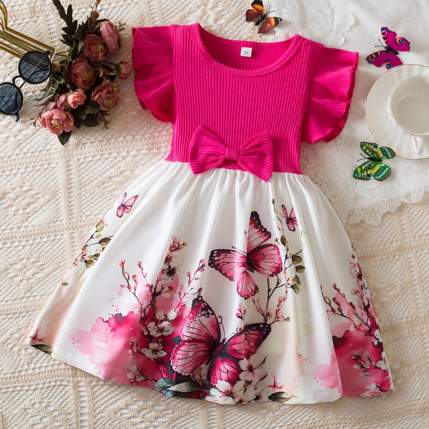 Flower Girls Butterfly Print Dress