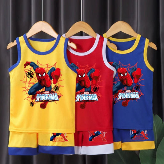 2025 Summer Boys Spiderman Anime Vest & Shorts Set