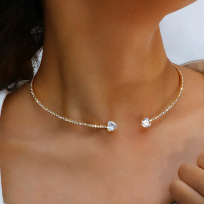 Fashion Rhinestone Heart Collar Choker Necklace