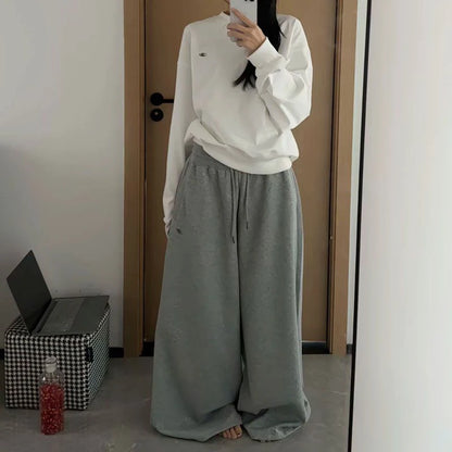 2025 Y2K Vintage Baggy Sweatpants for Women – Korean Style Wide-Leg Streetwear Trousers