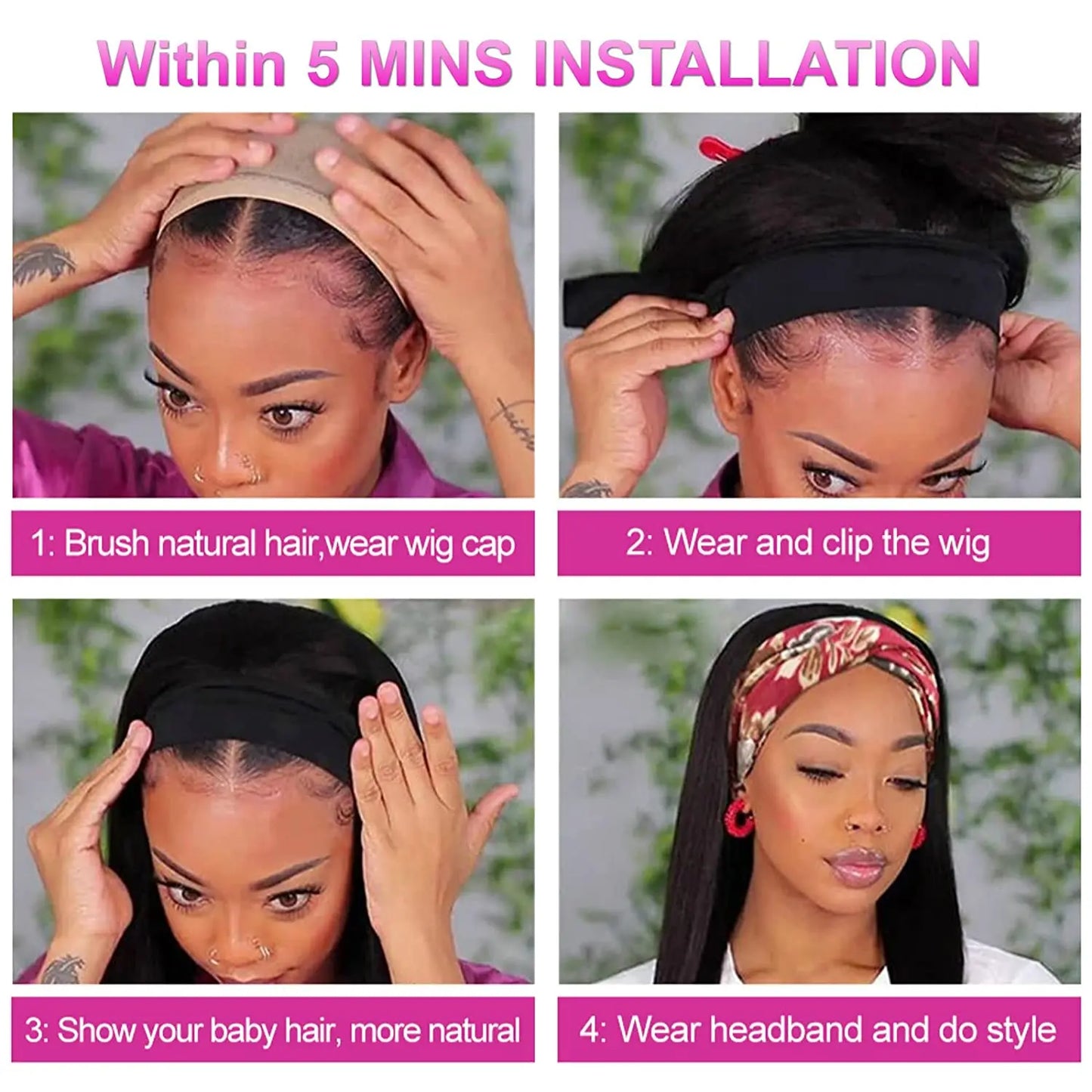 Kinky Curly Headband Wig