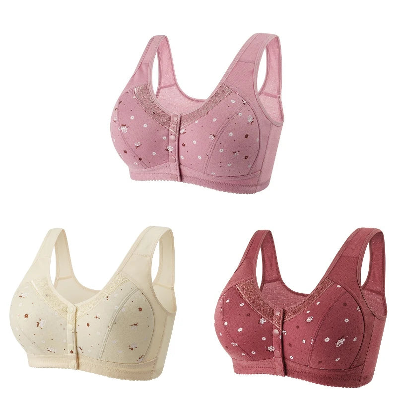 3Pcs/Set Front Closure Plus Size Bras