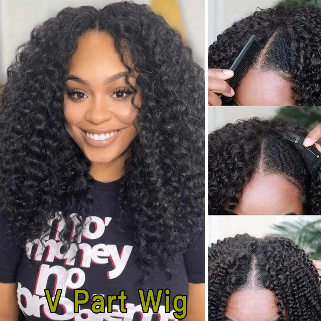 250% Density Kinky Curly V Part Wig